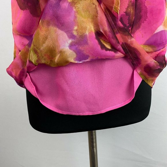 Ann Taylor LOFT M Abstract Patterned Accented Front Tank Tie Keyhole Back - Picture 9 of 11